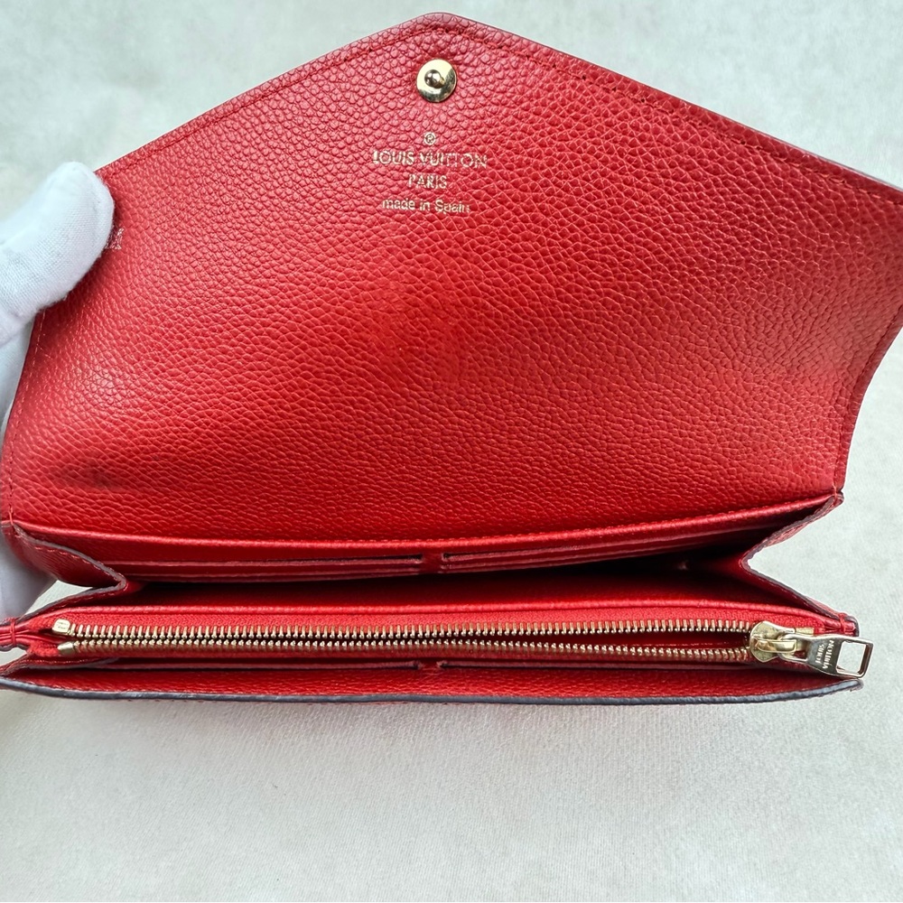 Louis Vuitton Red Empreinte Sarah Long Wallet GA2106 Initials A.M. - Picture 8 of 16